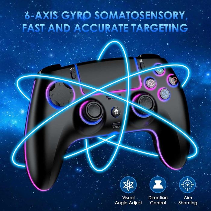 JORREP SZ-5005B Bezprzewodowy Gamepad PS5/PC z RGB, Dual-Vibration