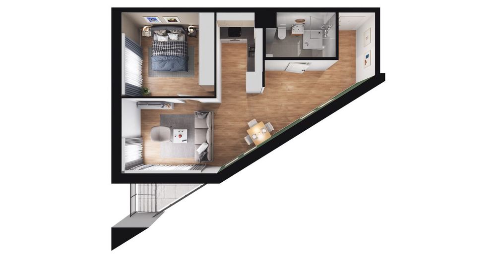 2-pokojowy apartament inwestycyjny 47m2 + loggia
