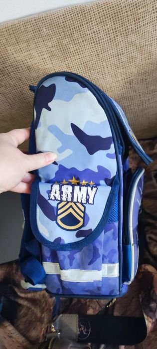 Шкільний рюкзак 1–3 класу, синій камуфляж