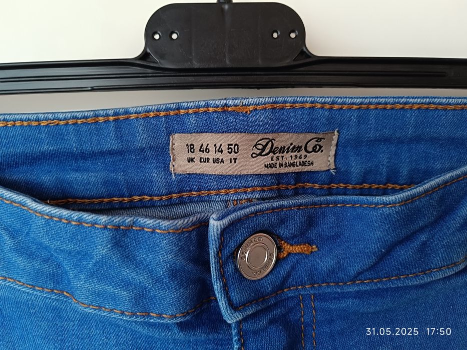 Spodnie jeansowe damskie Denim Co r 46 wysoki stan niebieskie