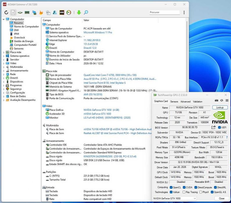 Torre PC Desktop Gaming i7