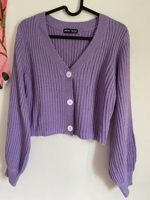 Sweter kardigan nowy S liliowy
