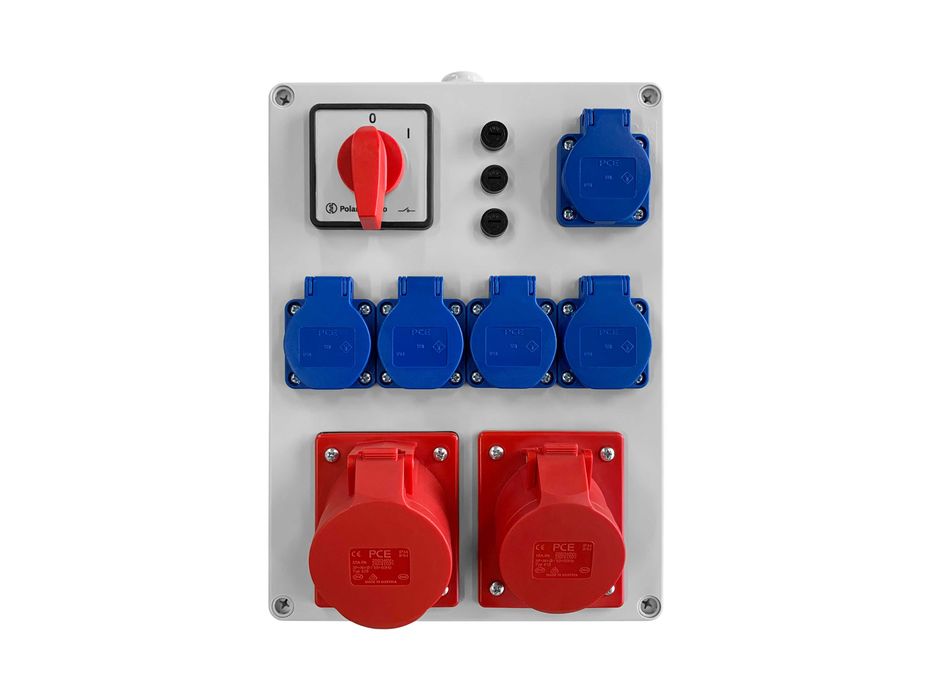 Rozdzielnica z wyłącznikiem, gniazda 5x16A 230V | 1x16/1x32A 5P 400V