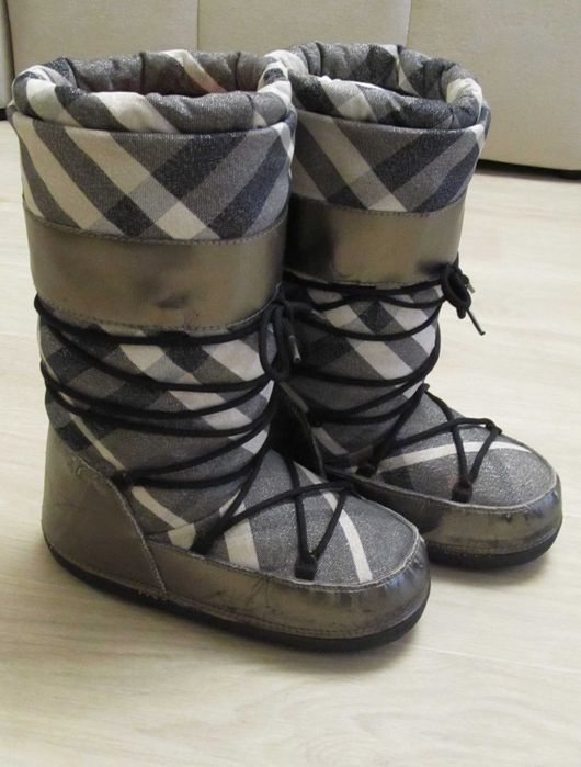 Burberry Roscemmbra Moon Boots Gunmetal Plaid сапоги луноходы р.38-40