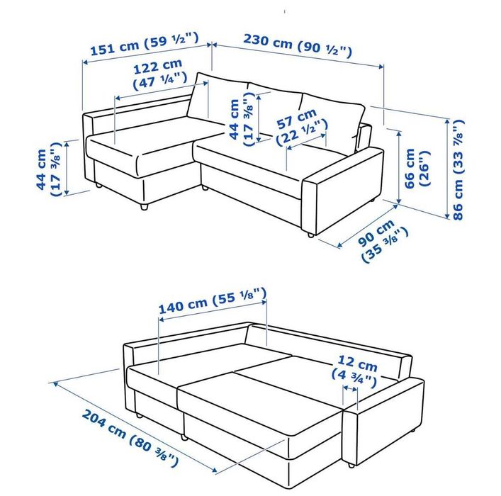 Sofá cama de 3 lugares da Ikea modelo FRIHETEN com arrumação.