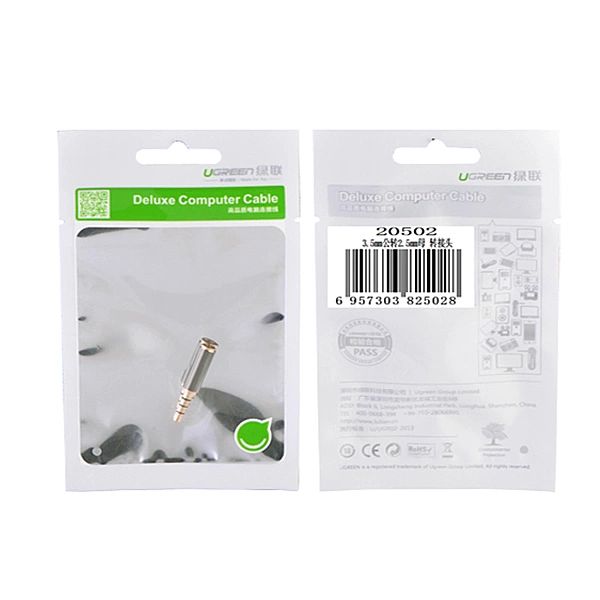 Ugreen adapter audio jack 3.5mm męski do jack 2.5mm żeński czarny (205