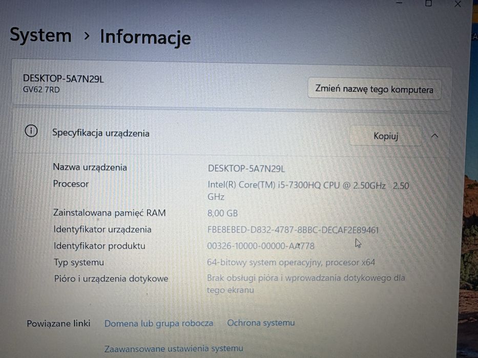 Laptop gaming Msi gv62 7rd