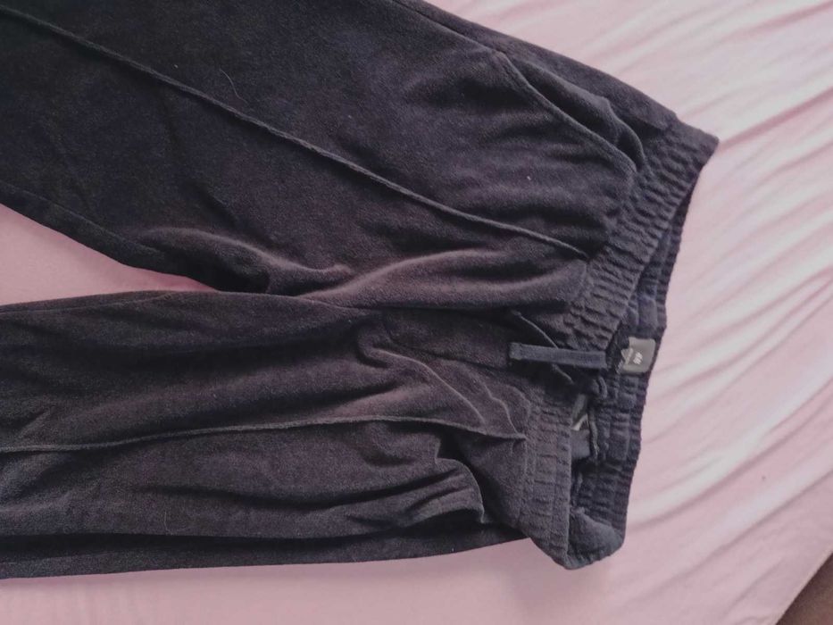 granatowe spodnie dresowe dresy wide leg h&m 38 M