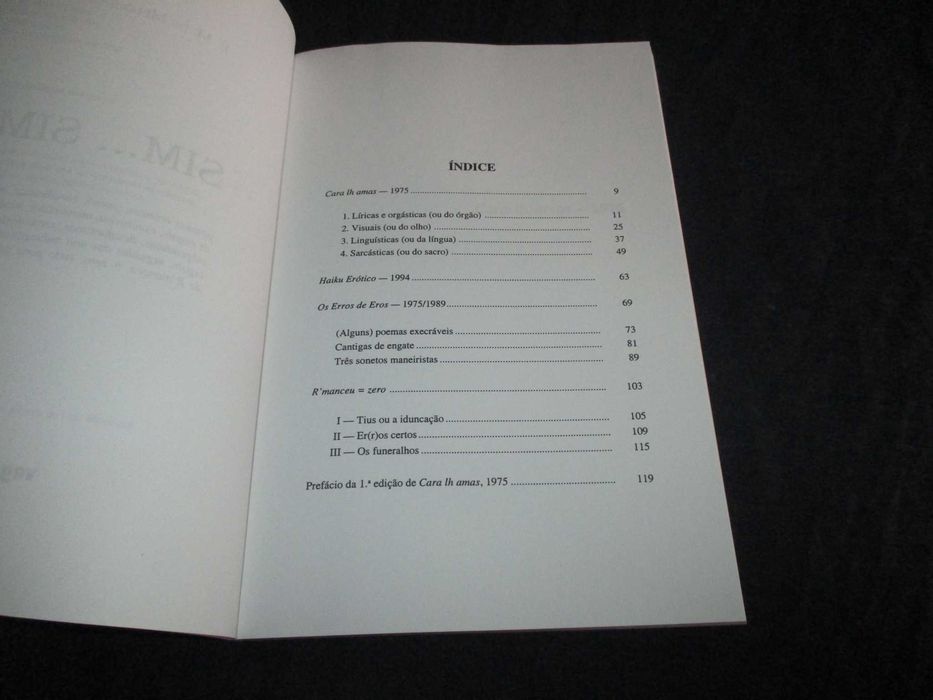 Livro Sim... Sim! Poemas Eróticos Melo e Castro
