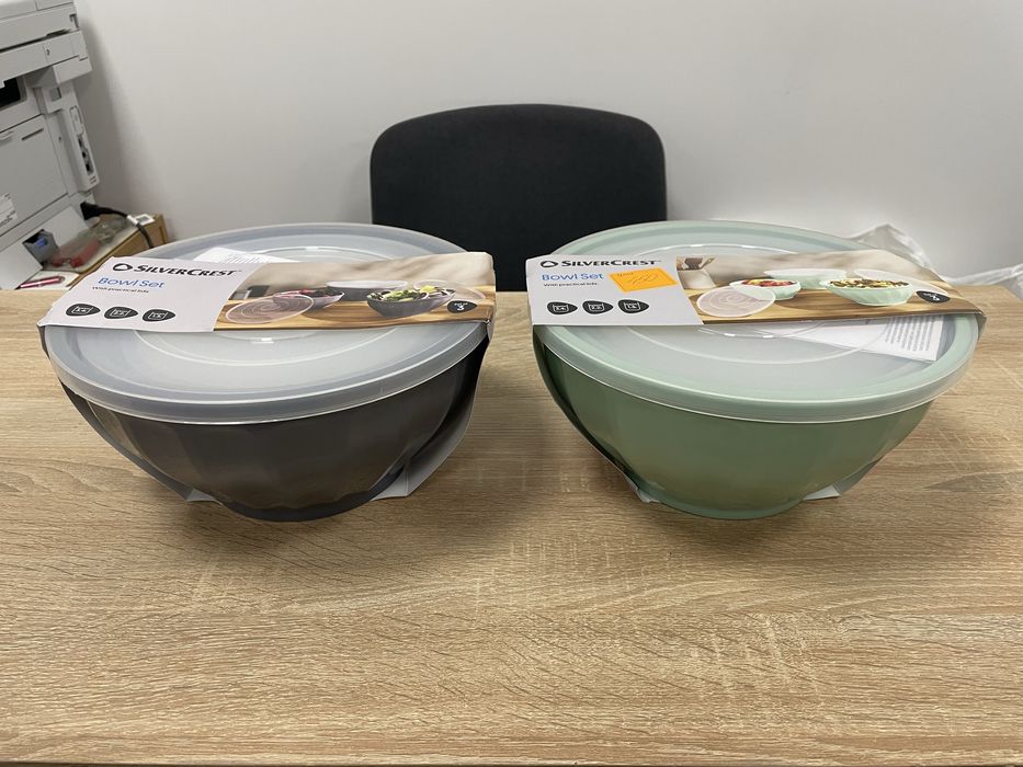 Набор мисок с крышками салатов/серый (3шт:1,3л/2,2л/3,4л) SILVER CREST