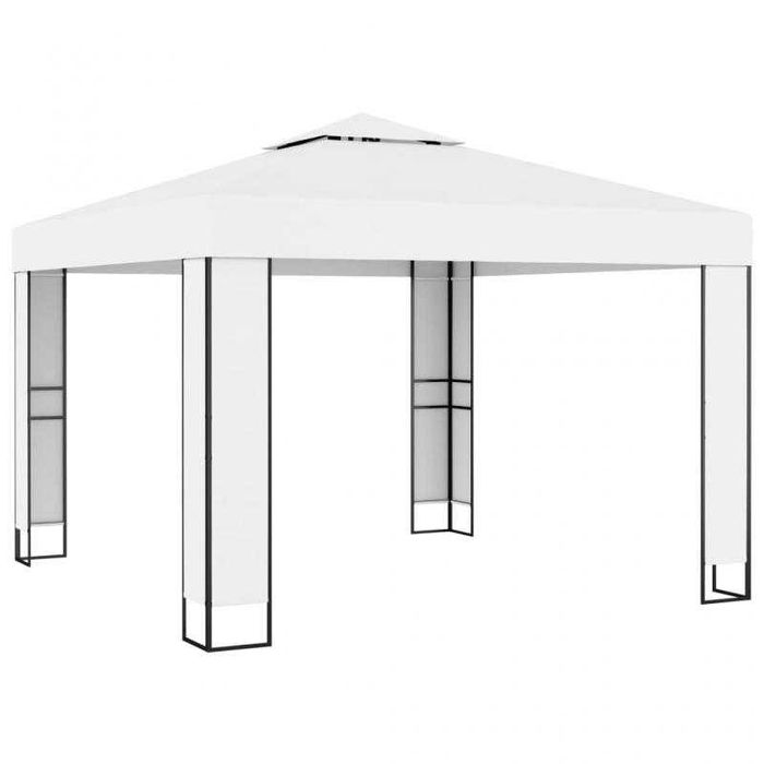 Gazebo com Toldo Duplo e Luzes LED 3x3 m – Branco