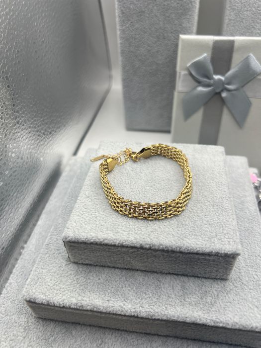 Pulseira de Malha Larga 8mm - Aço Inoxidável 304 com Banho de Ouro 18K