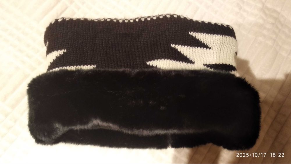 Szal, ciepły komin, futerkowo dzianinowy