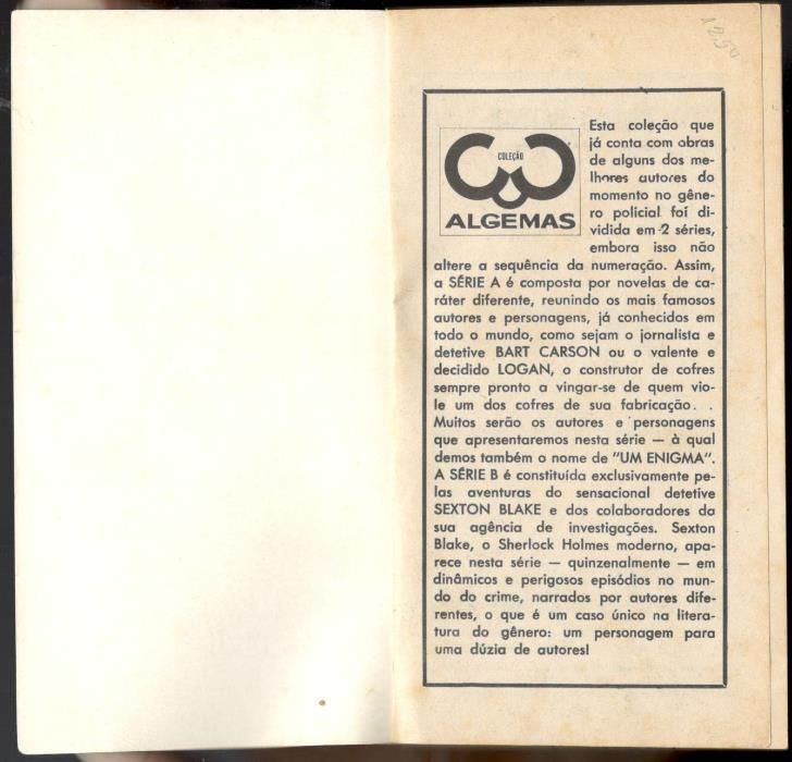 “Morte na Matinée” Bart Carson, Coleção Algemas, SérieA–Um Enigma nº13