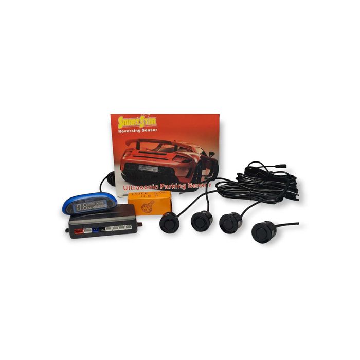 Sensores de estacionamento com monitor – Kit completo 4 Sensores Preto
