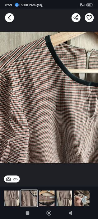 Sukienka damska, pepitka, z długim rękawem, M/O, w kratkę