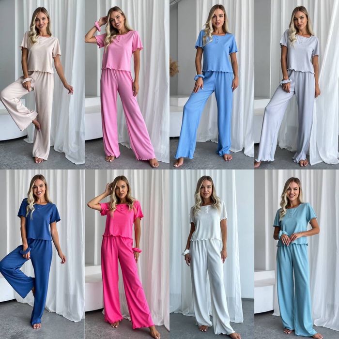 Підама жіноча футболка і штани палацо . Рубчик