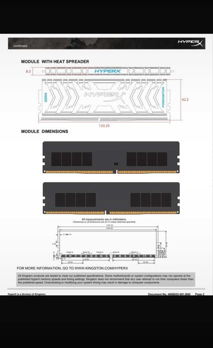 Pamięć RAM HyperX Fury DDR4 32 (2×16GB) 3200MHz CL15