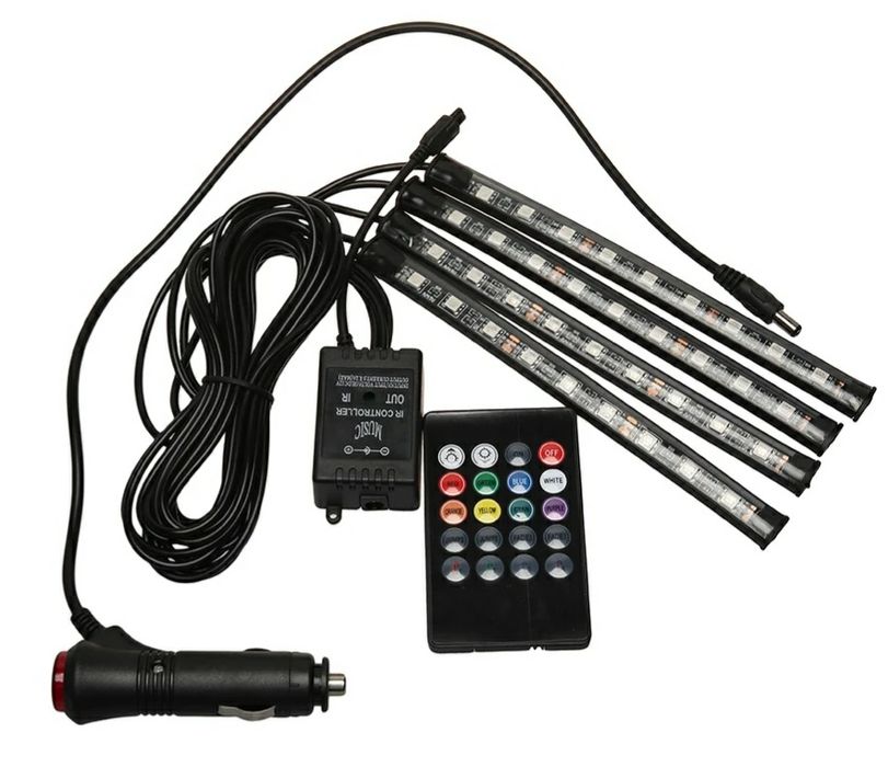 Светодиодная Подсветка авто салона пола Led RGB Строб Светомузыка