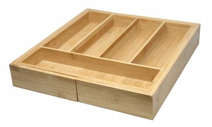 Rozsuwany organizer na sztućce bambusowy do szuflady