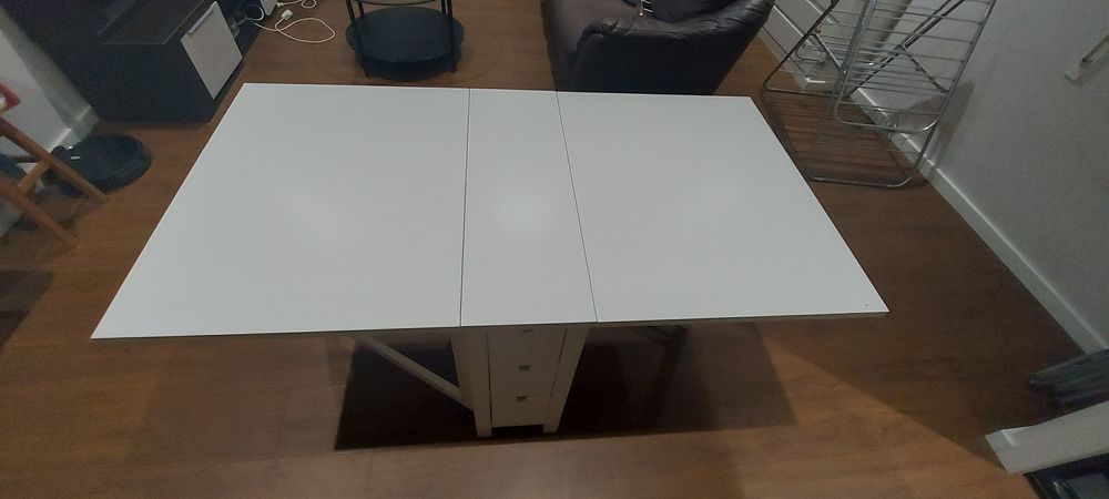 Mesa abas rebatíveis branco, 26/89/152x80 cm