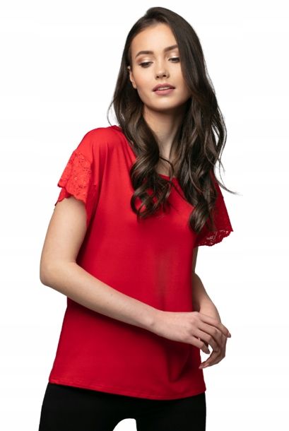 Violana Czerwona Bluzka Krótki Rękaw R. M