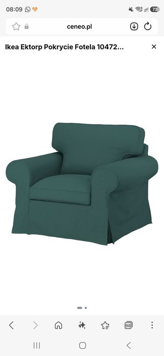Ikea Ektorp pokrycie fotela totebo zielony