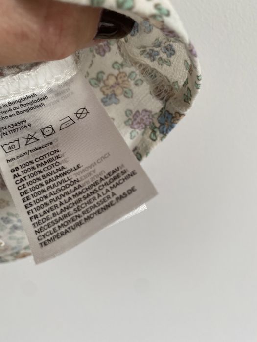 Tunika bluzka h&m 68 bufiaste rękawy drobne kwiatki kołnierzyk