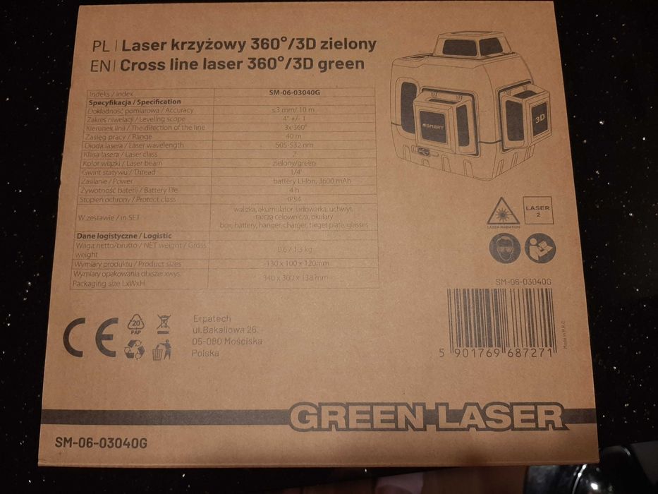 Laser płascyznowy 3d green