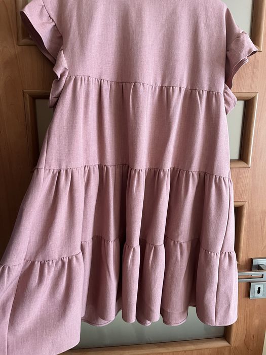 Sukienka baby doll pudrowy róż