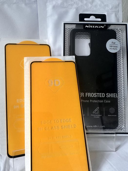 Samasung A 22 4G 2 szt. szkieł 9D + etui Nillkin shield