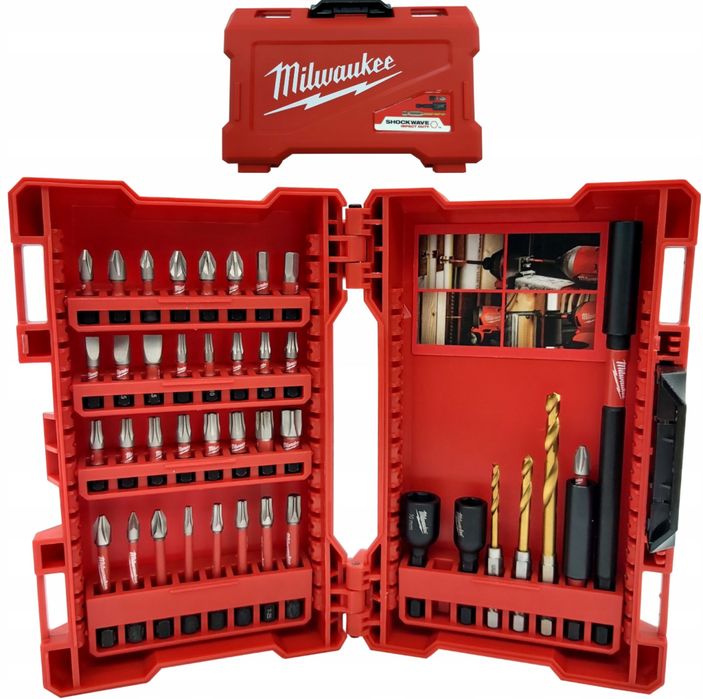 Zestaw bitów udarowych 40 elementów SHOCKWAVE MILWAUKEE plus wiertła