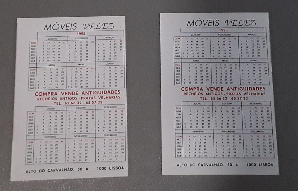 Calendários de bolso de cantoras portuguesas, ano 1993