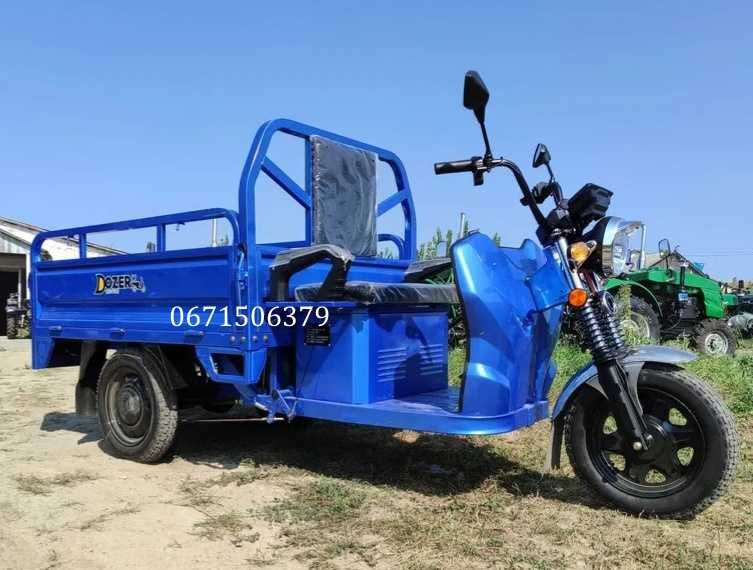 Вантажний електротрицикл Dozer Model-2 E 1200W (60V 45Ah, 650 кг) Самоскид. Доставка безкоштовна! Можна в кредит. Дозер.