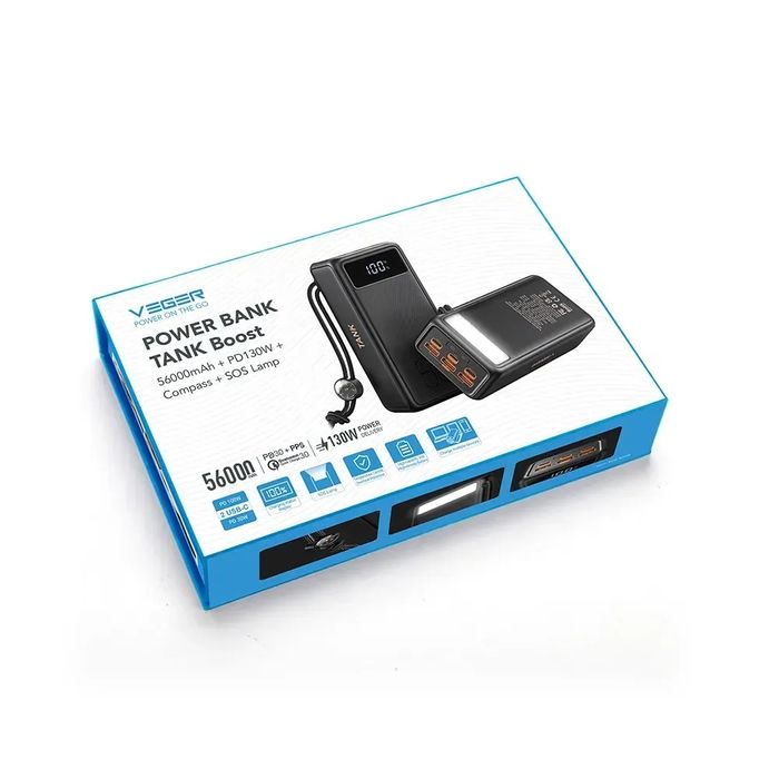 VEGER 56000 mAh 130W PD – для ноутбука, швидка зарядка