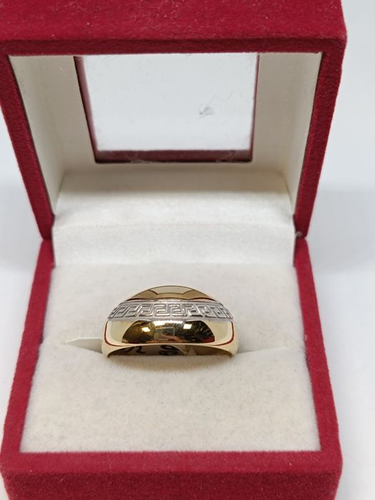 Złoty pierścionek ze wzorem greckim roz.20 złoto próby 585