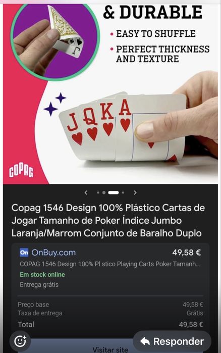 Baralho lavavel, de plastico