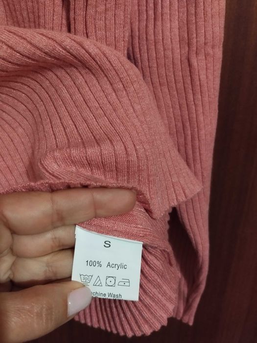 Camisola malha canelada rosa velho nova