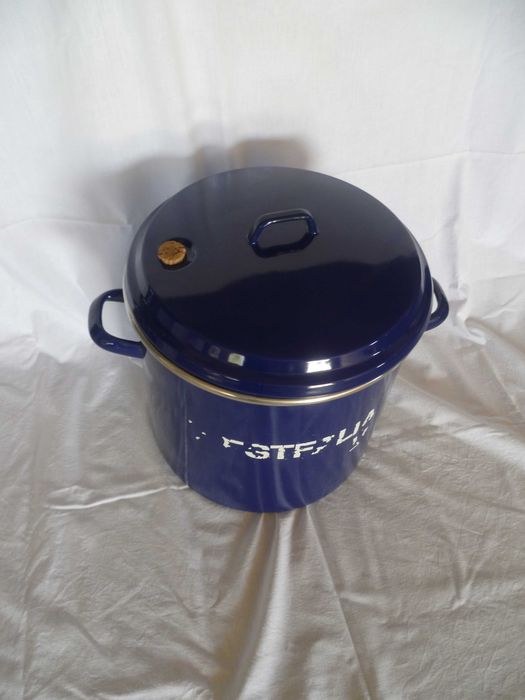 Panela esmalte azul 36cm Ø  31cm alto WESTFALIA R. F. Alemanha anos 70