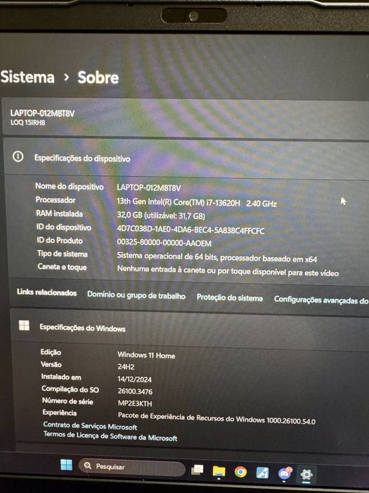 LENOVO LOQ PREMIUM C/garantia! I7 - 13620H / RTX 4060 / 32GB ram / 2tb