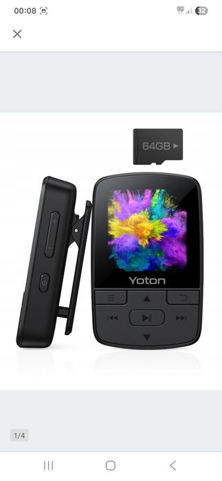ODTWARZACZ MP3 BLUETOOTH 5.0 SPORT 64 GB Z klipsem  hifi fm  yoton m0