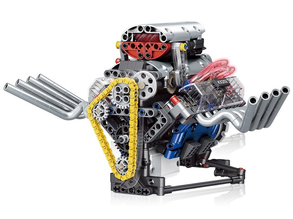 Klocki techniczne Zbuduj SILNIK na akumulator Światło i ruch 665-ele