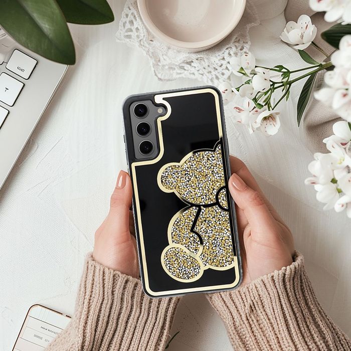 Etui na Samsung A36 5G Teddy Bear złote