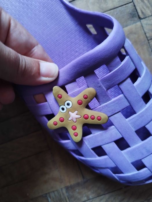 Chinelos rosa com lantejoulas & Chinelos roxos com estrela do mar