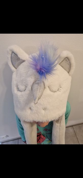 Czapka 3w1 szalik rękawiczki F&F  NOWA jednorożec 6-12 lat