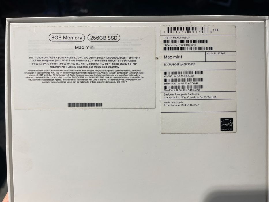 Apple Mac mini M1 8gb SSD 256gb Silver model A2348 Чистий iCloud