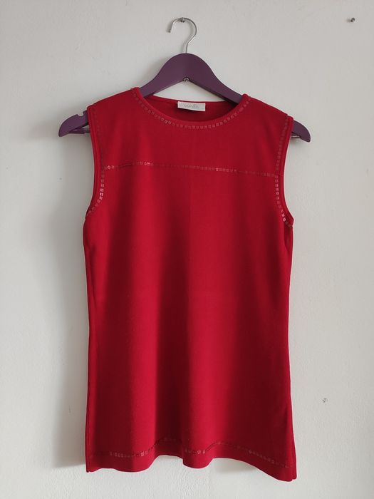 Serdaczek bezrękawnik sweter sweterek czerwony 14 42 xl wiskoza