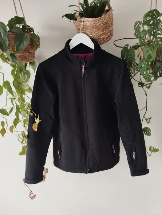 Wiosenna, przejściowa kurtka sportowa, outdoorowa, czarna, softshell r