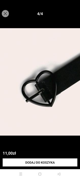 Czarny pasek z klamrą w kształcie serca dł. 105 cm