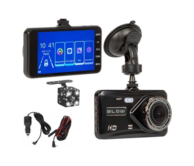 Wideorejestrator Przód i Tył Kamera Samochodowa Ekran FULL HD mikrofon